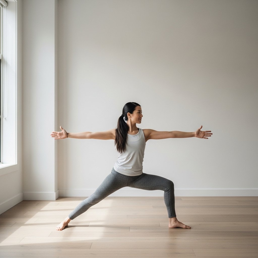 Espacio de práctica de Postura Guerrero 1 Yoga tranquilo