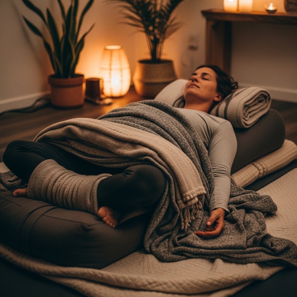 Postura de Restorative Yoga Para Principiantes en interior