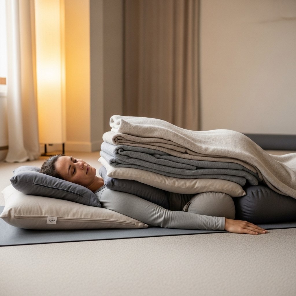 Espacio de práctica de Que Es Restorative Yoga tranquilo