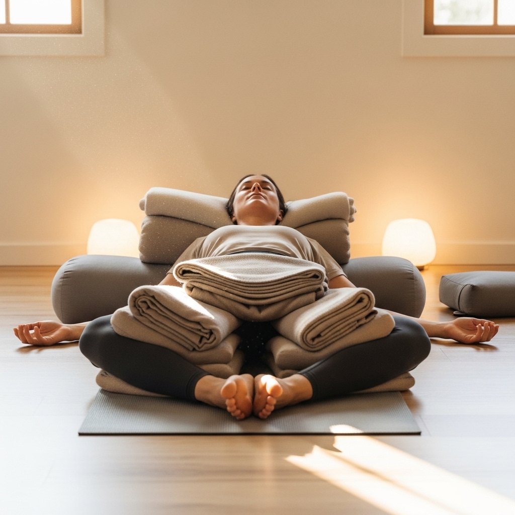 Práctica de Que Es Restorative Yoga en un espacio tranquilo